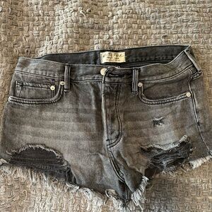 We The Free Black Distressed Jean Shorts